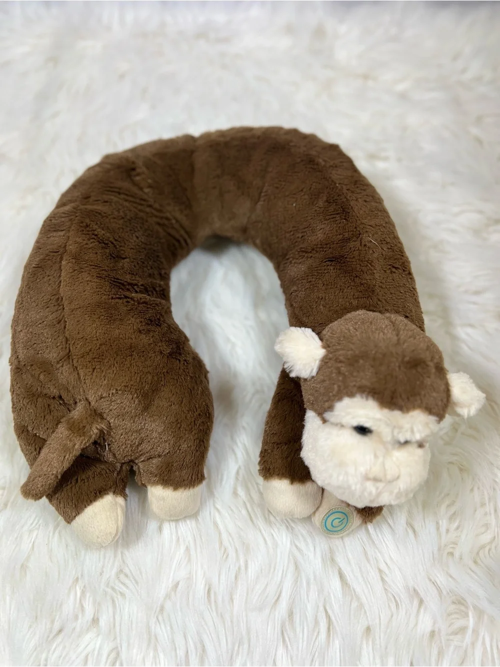 Plush Monkey U-Shaped Neck Pillow Massager Battery Operated Travel Pillow